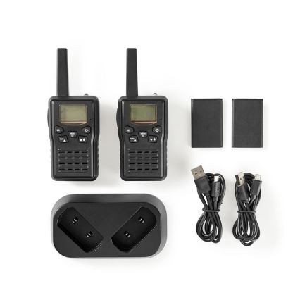 SET 2x Oplaadbare walkietalkie met LED-lampje 1300 mAh bereik 10 km