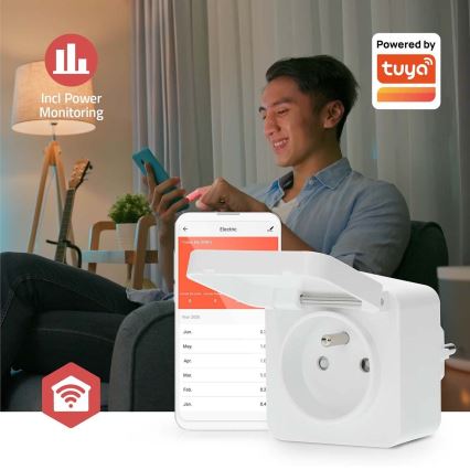 Slimme stekker Smartlife 3680W/230V/ Type E/16A Wi-Fi Tuya IP44