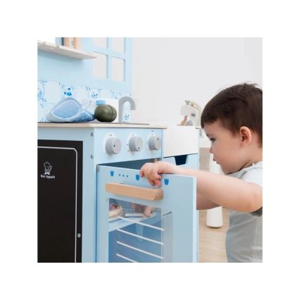 New Classic Toys - Cuisine en bois avec accessoires bleu