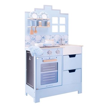 New Classic Toys - Houten keuken met accessoires blauw