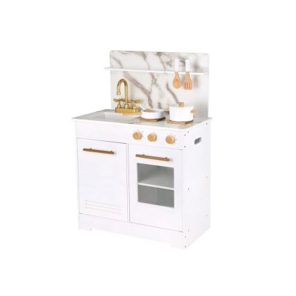 New Classic Toys - Houten keuken met accessoires wit/marmeren decor