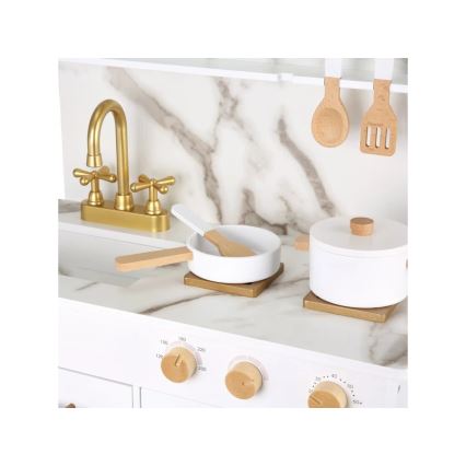 New Classic Toys - Houten keuken met accessoires wit/marmeren decor