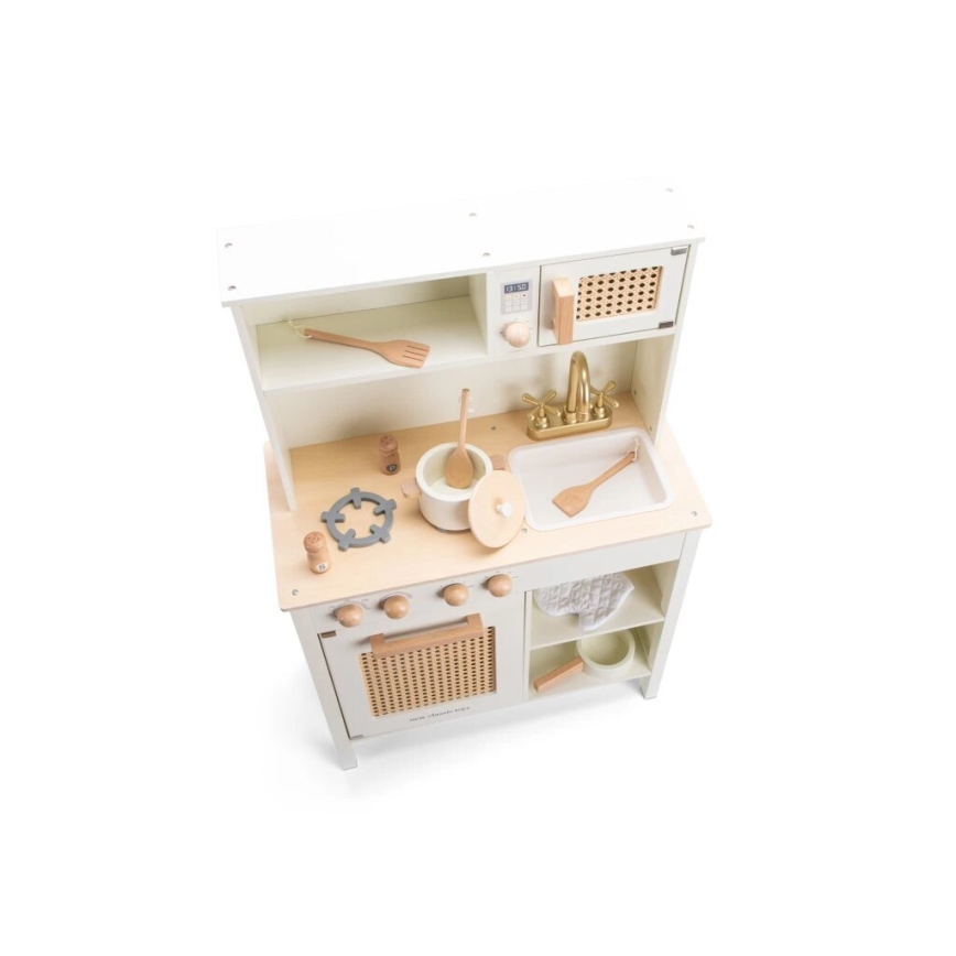 New Classic Toys - Houten keuken met accessoires wit/rotan