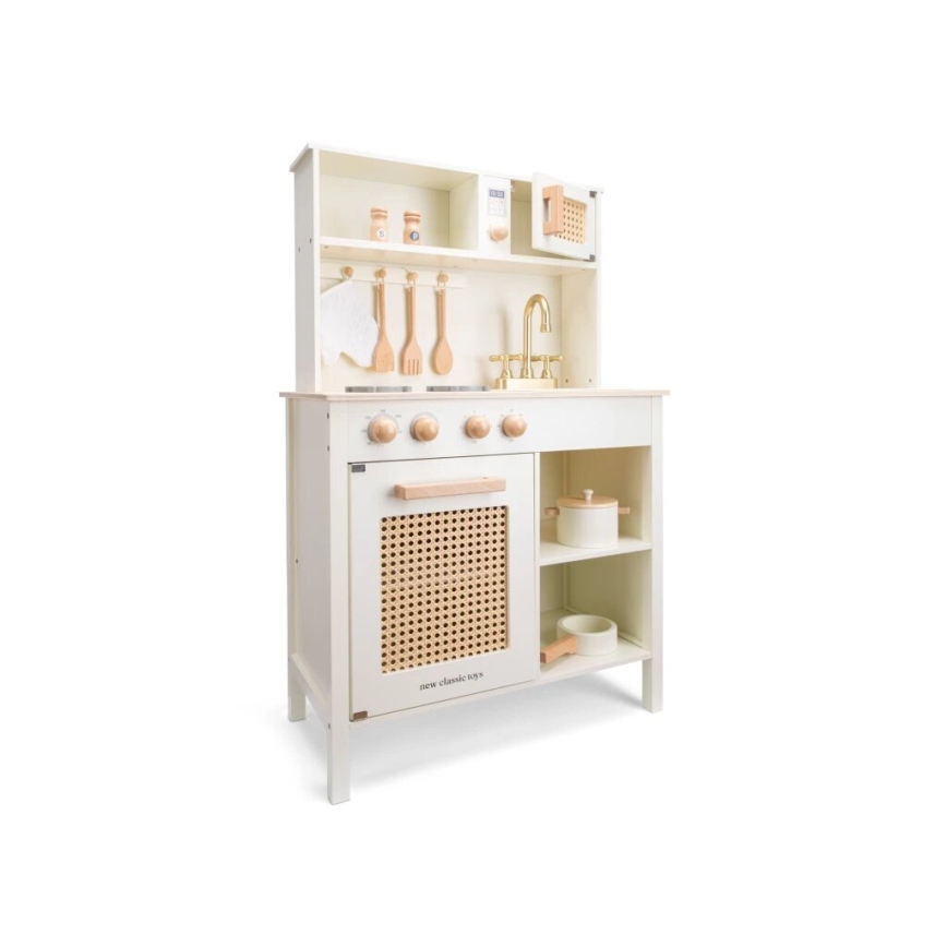 New Classic Toys - Houten keuken met accessoires wit/rotan