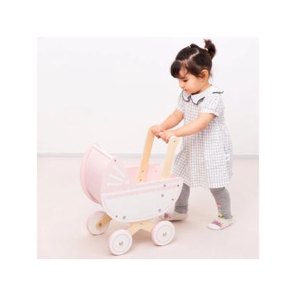 New Classic Toys - Houten poppenwagen roze