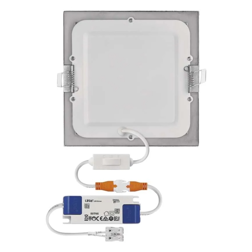 NEXXO LED inbouwplafondlamp 12,5W/230V 3000/3500/4000K zilver 17x17 cm