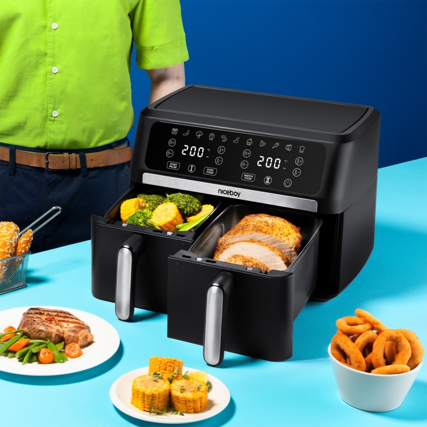 Niceboy AirFryer DUO - Duale heteluchtfriteuse 9 l, 2400 W / 230 V