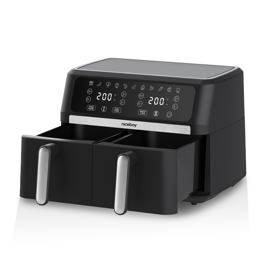 Niceboy AirFryer DUO - Duale heteluchtfriteuse 9 l, 2400 W / 230 V