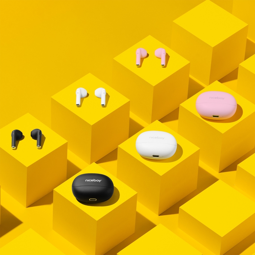 Niceboy Beans 4 - Draadloze oordopjes 300 mAh + 2x 35 mAh IPX4 roze