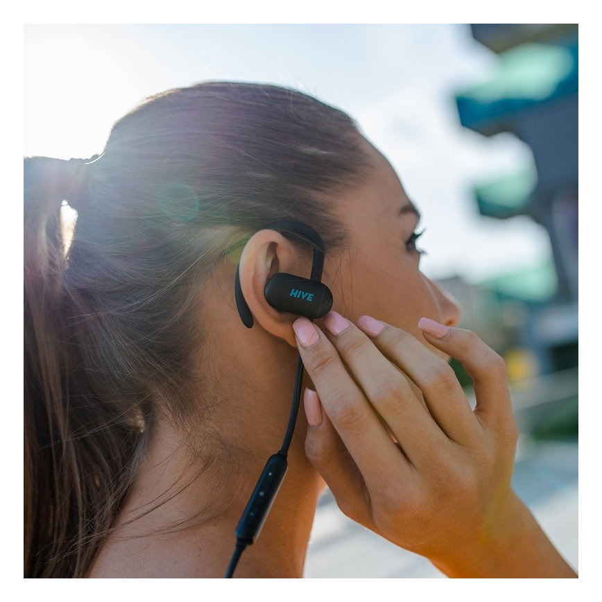 Niceboy HIVE sport 2 - Écouteurs de sport avec microphone intégré, résistance IPX5, noirs