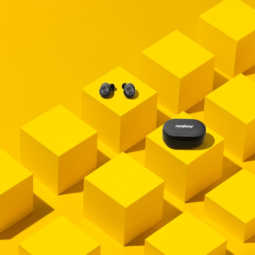 Niceboy Inbouw 4 - Draadloos earphones 500 mAh + 2x 70 mAh IPX5 zwart
