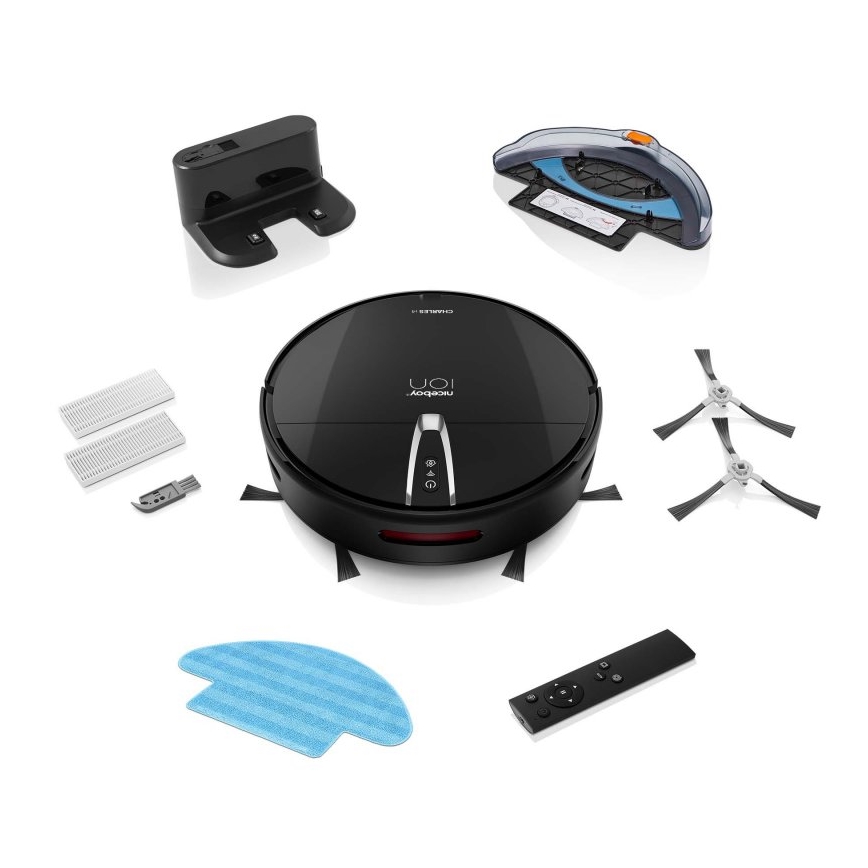Niceboy ION Charles i4 - Slimme 2-in-1 robotstofzuiger 4400 mAh Wi-Fi zwart + afstandsbediening