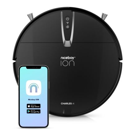 Niceboy ION Charles i4 - Slimme 2-in-1 robotstofzuiger 4400 mAh Wi-Fi zwart + afstandsbediening
