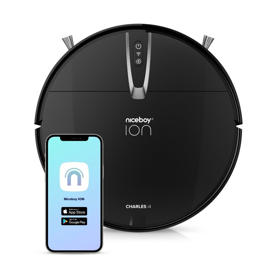 Niceboy ION Charles i4 - Slimme 2-in-1 robotstofzuiger 4400 mAh Wi-Fi zwart + afstandsbediening