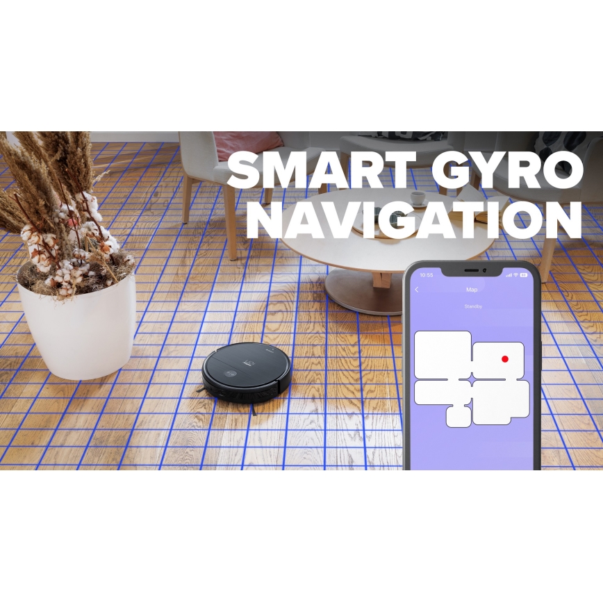 Niceboy ION Charles i6 - Aspirateur robot connecté 2en1 2600 mAh Wi-Fi noir