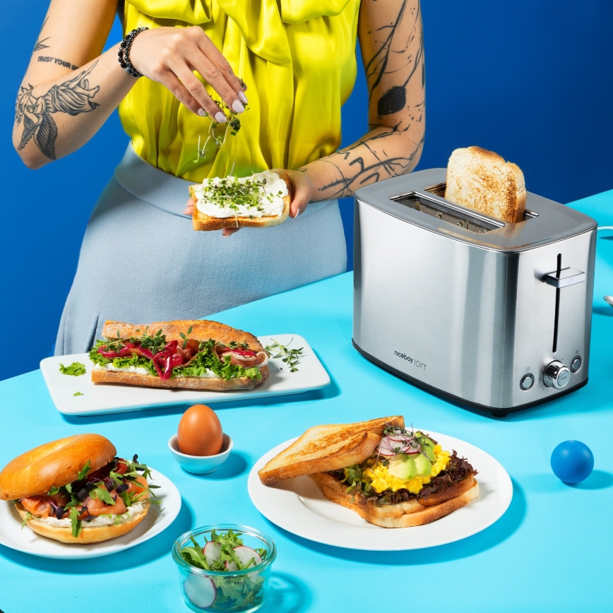 Niceboy ION Cruncher C4 - Grille-pain à deux compartiments et gril 850W/230V acier inoxydable