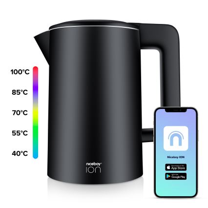 Niceboy ION SmartKettle - Bouilloire connectée avec thermorégulation 1,7 l 2200W/230V Wi-Fi noir