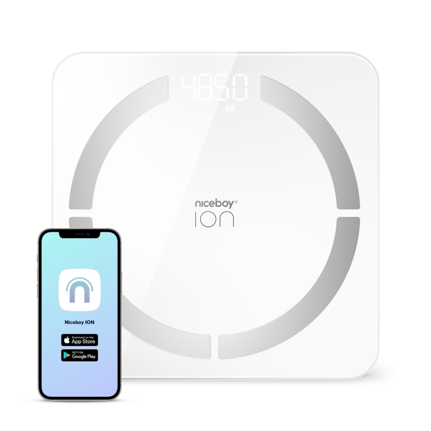 Niceboy ION SmartScale - Pèse-personne numérique connecté 3xAAA blanc