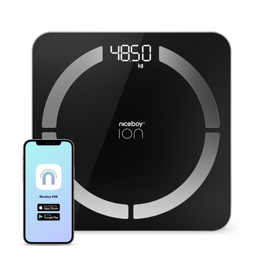 Niceboy ION SmartScale - Pèse-personne numérique connecté 3xAAA noir