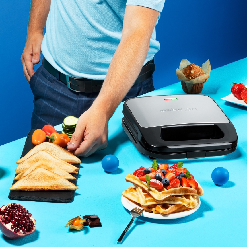 Niceboy ION Snacker S3 - Appareil à croque-monsieur 3en1 750W/230V acier inoxydable/noir