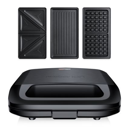 Niceboy ION Snacker S3 - Appareil à croque-monsieur 3en1 750W/230V acier inoxydable/noir