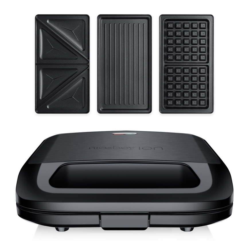 Niceboy ION Snacker S3 - Appareil à croque-monsieur 3en1 750W/230V acier inoxydable/noir