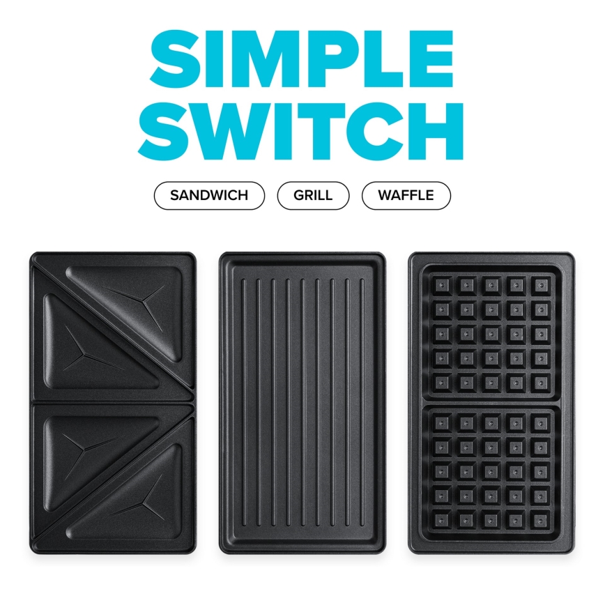 Niceboy ION Snacker S3 - Appareil à croque-monsieur 3en1 750W/230V acier inoxydable/noir