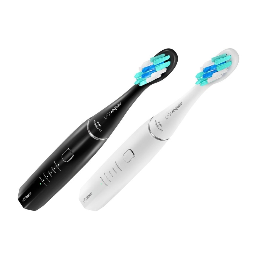 Niceboy ION Sonic Duo Pack - LOT 2x Brosse à dents sonique IPX7 noir + blanc