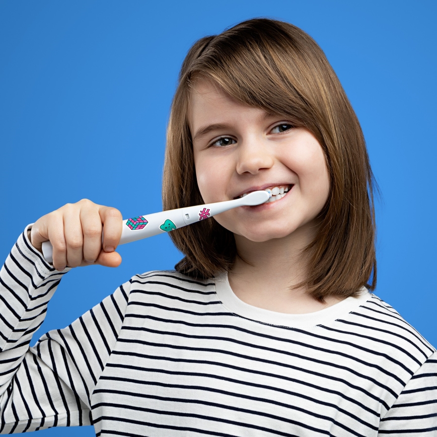 Niceboy ION Sonic Kids - Brosse à dents sonique pour enfants IPX7 blanc