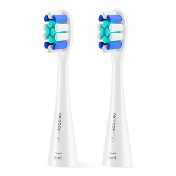 Niceboy - LOT 2x Tête de rechange Lite Soft pour brosse à dents ION Sonic blanc