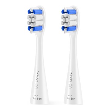 Niceboy - LOT 2x Tête de rechange Ultrasoft pour brosse à dents pour enfants ION Sonic blanc