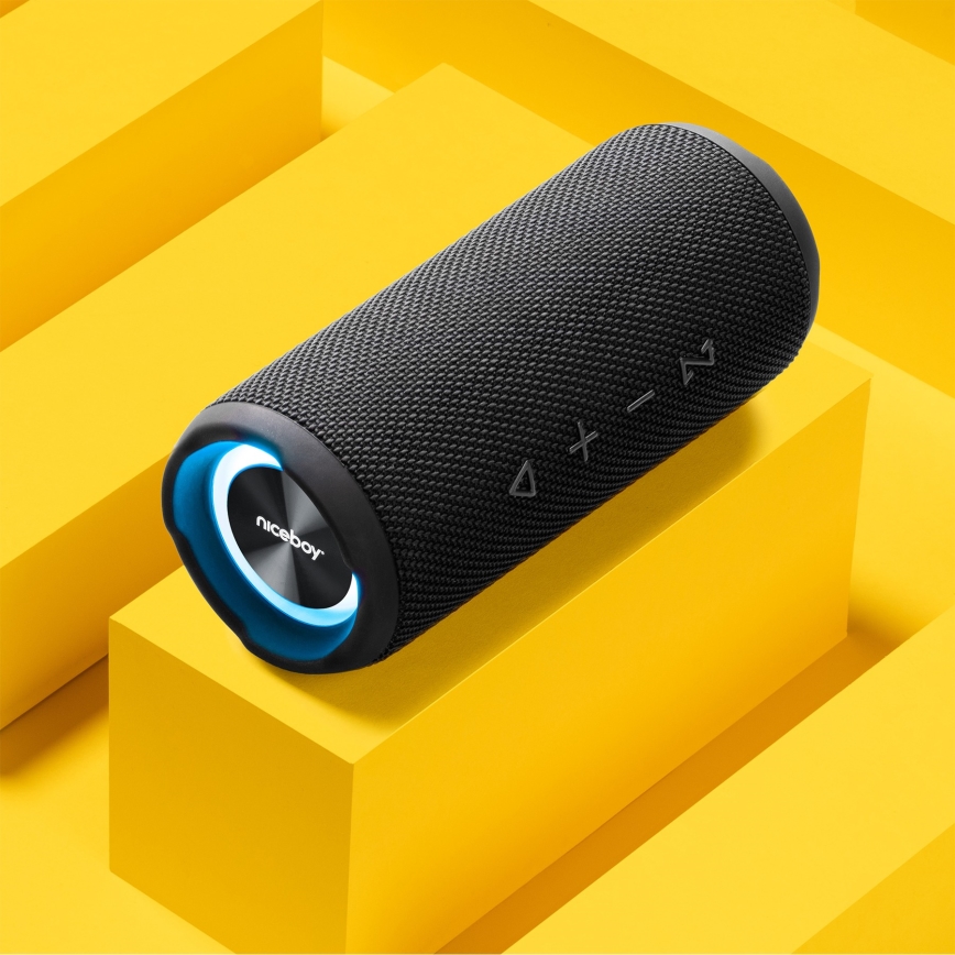 Niceboy Nexus - Enceinte sans fil LED avec un micro 26W/4000 mAh IPX6 noir
