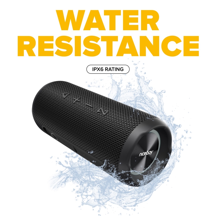 Niceboy Nexus - Enceinte sans fil LED avec un micro 26W/4000 mAh IPX6 noir