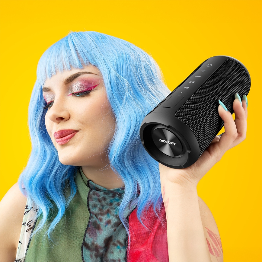 Niceboy Orion - Enceinte sans fil LED avec un micro 24W/2200 mAh IPX7 noir