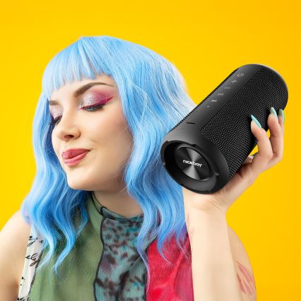 Niceboy Orion - LED Draadloze luidspreker met een microfoon 24W/2200 mAh IPX7 zwart