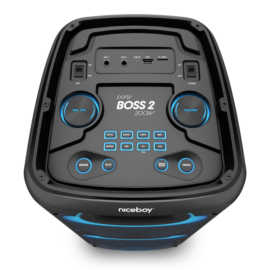 Niceboy PARTY Boss 2 - Enceinte sans fil LED avec un micro et batterie portative fonction 200W/4500 mAh + Télécommande