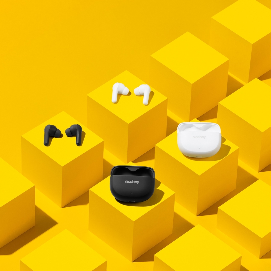 Niceboy Pins 4 - Draadloos earphones met ANC 400 mAh + 2x 50 mAh IPX4 wit