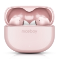 Niceboy Pins 4 - Écouteurs sans fil avec ANC, 400 mAh + 2 x 50 mAh, IPX4, rose