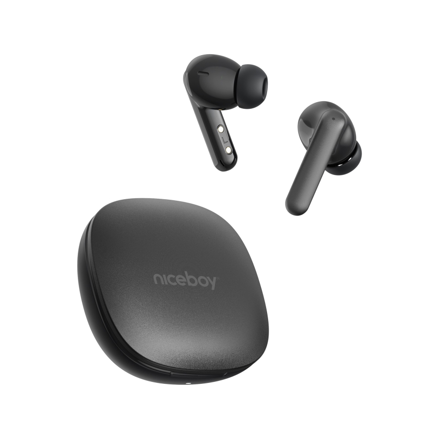 Niceboy Pins 4 PRO - Draadloos earphones met ANC 380 mAh + 2x 35 mAh IP54 zwart