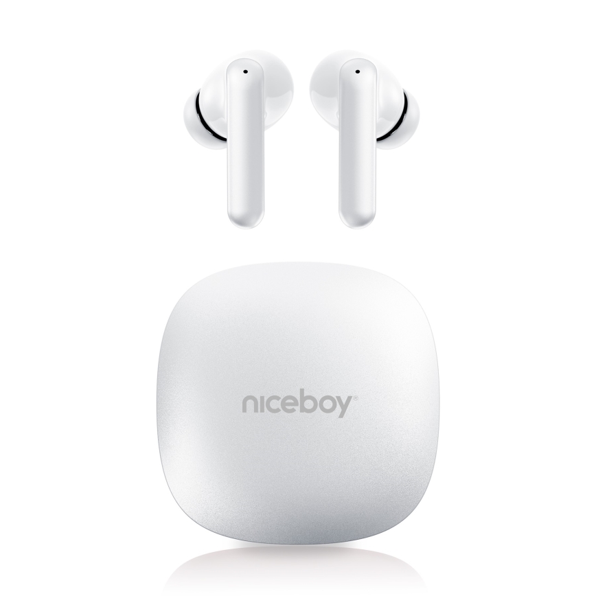 Niceboy Pins 4 PRO - Ecouteurs sans fil avec ANC 380 mAh + 2x 35 mAh IP54 blanc