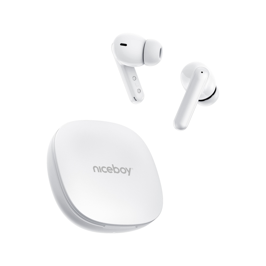Niceboy Pins 4 PRO - Ecouteurs sans fil avec ANC 380 mAh + 2x 35 mAh IP54 blanc