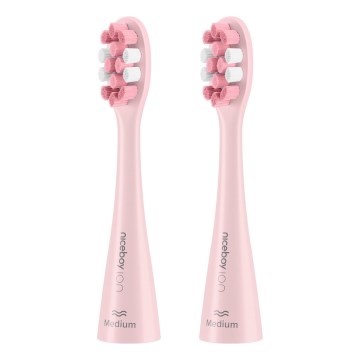 Niceboy - SET 2x Vervangende kop Medium voor tandenborstel ION Sonic en SmartSonic roze