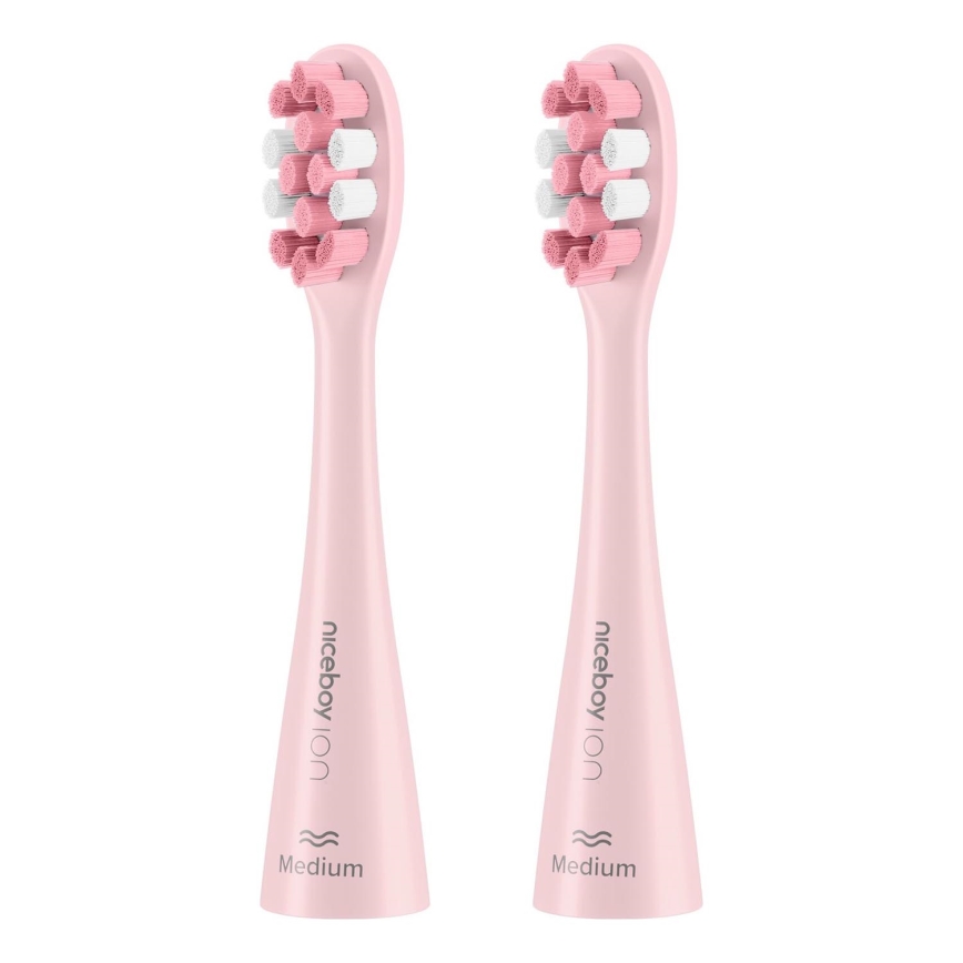 Niceboy - SET 2x Vervangende kop Medium voor tandenborstel ION Sonic en SmartSonic roze