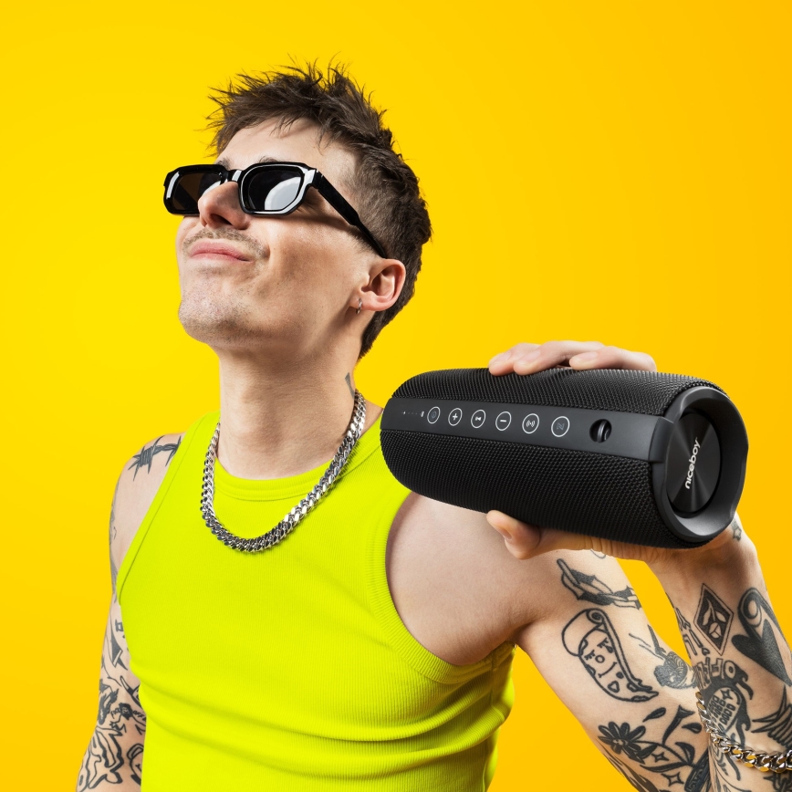 Niceboy Titan 4 - Enceinte sans fil LED avec un micro et fonction batterie portative 50W/4000 mAh IPX7 noir