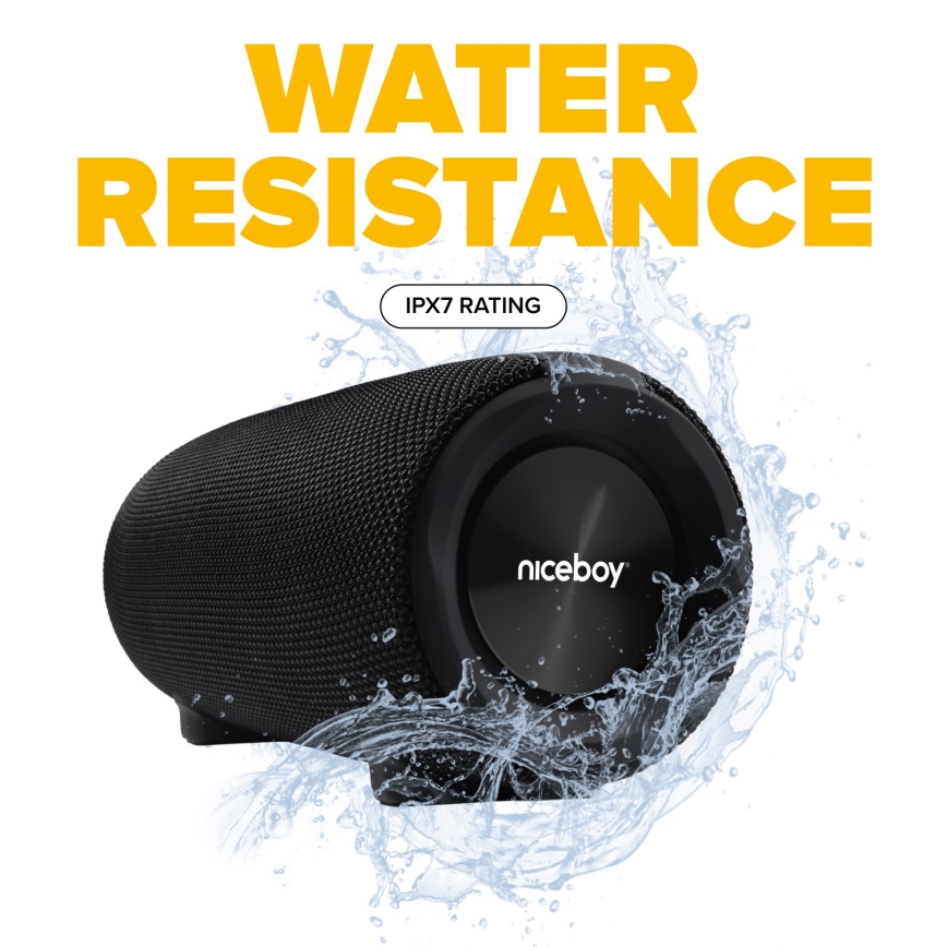 Niceboy Titan 4 - Enceinte sans fil LED avec un micro et fonction batterie portative 50W/4000 mAh IPX7 noir