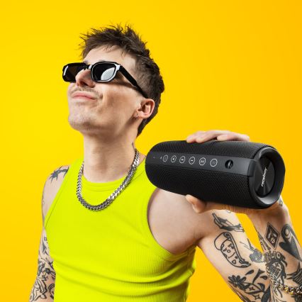Niceboy Titan 4 - LED Draadloze luidspreker met een microfoon en powerbank Functie 50W/4000 mAh IPX7 zwart