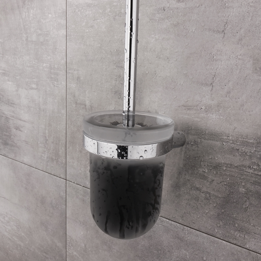 NIMCO BR 11094WN-26 - Brosse de toilette à fixation murale BORMO mat verre/chrome brillant