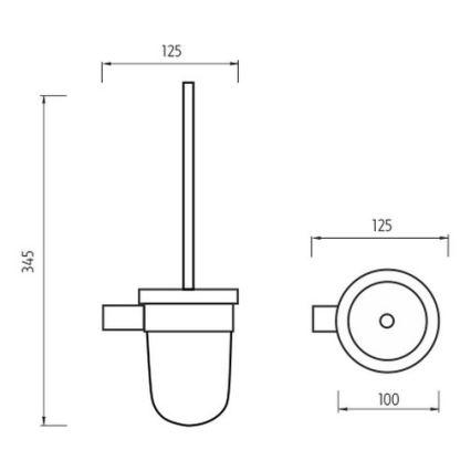 NIMCO BR 11094WN-26 - Brosse de toilette à fixation murale BORMO mat verre/chrome brillant