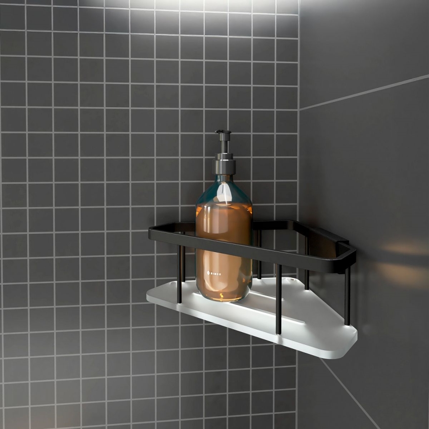 NIMCO Ki-14003-B-90 - Tablette murale de douche KIBO mat noir/blanc