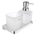 NIMCO MA 2905831C-26 - Distributeur mural de savon et support pour brosse à dents MAYA 320 mm mat verre/chrome brillant